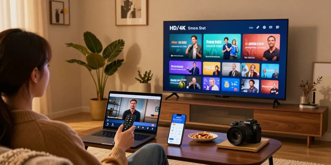 Expérience de divertissement Atlas pro avec IPTV en HD/4K dans un salon moderne.